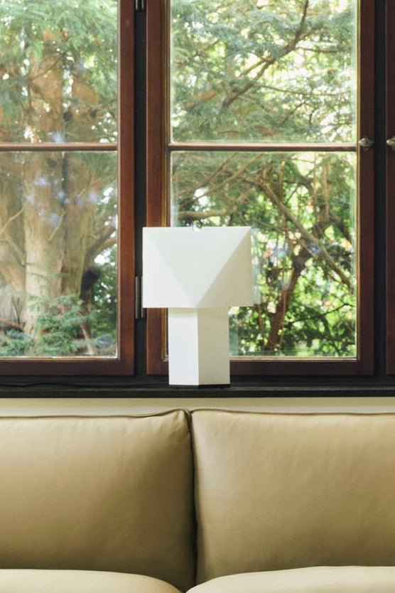 Aplat bordlampe, hvid - H44 cm